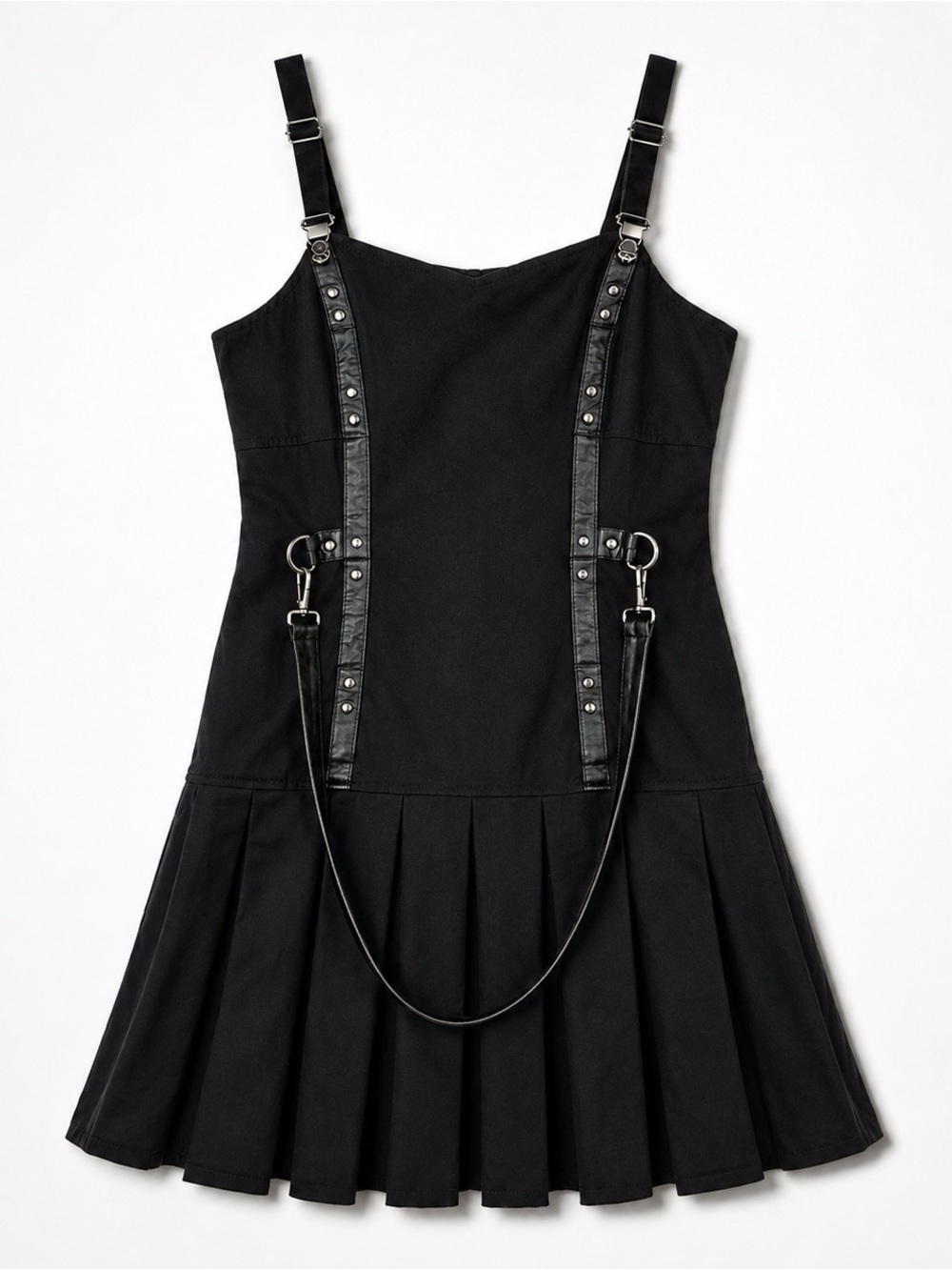 Royal Bones Goth Punk Chain Harness Pleated Mini Dress 2XL